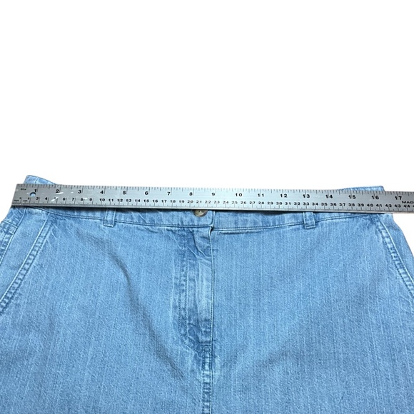 BELLE VERE 100% Cotton Light Wash Denim Midi Skirt w/ Front Slit & Pockets Sz 10 - Picture 6 of 9